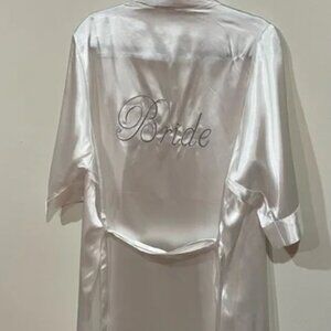 Embroidered Satin Bride Robe Size: S/M